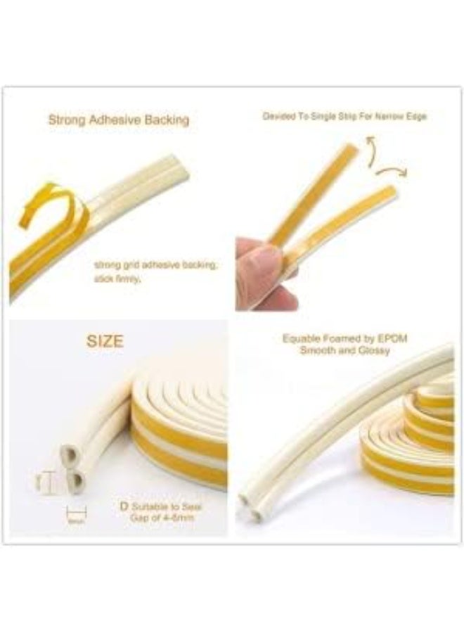 5-meter self-adhesive rubber tape used as a sealing barrier under doors and windows. Foam tape for sealing gaps and blocking wind (white). - Image 3